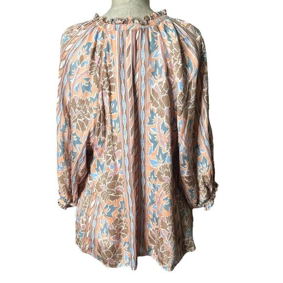 Omika Top Medium Tunic Boho Blouse Shirt Floral Pastel Viscose India Gypsy - Picture 3 of 5